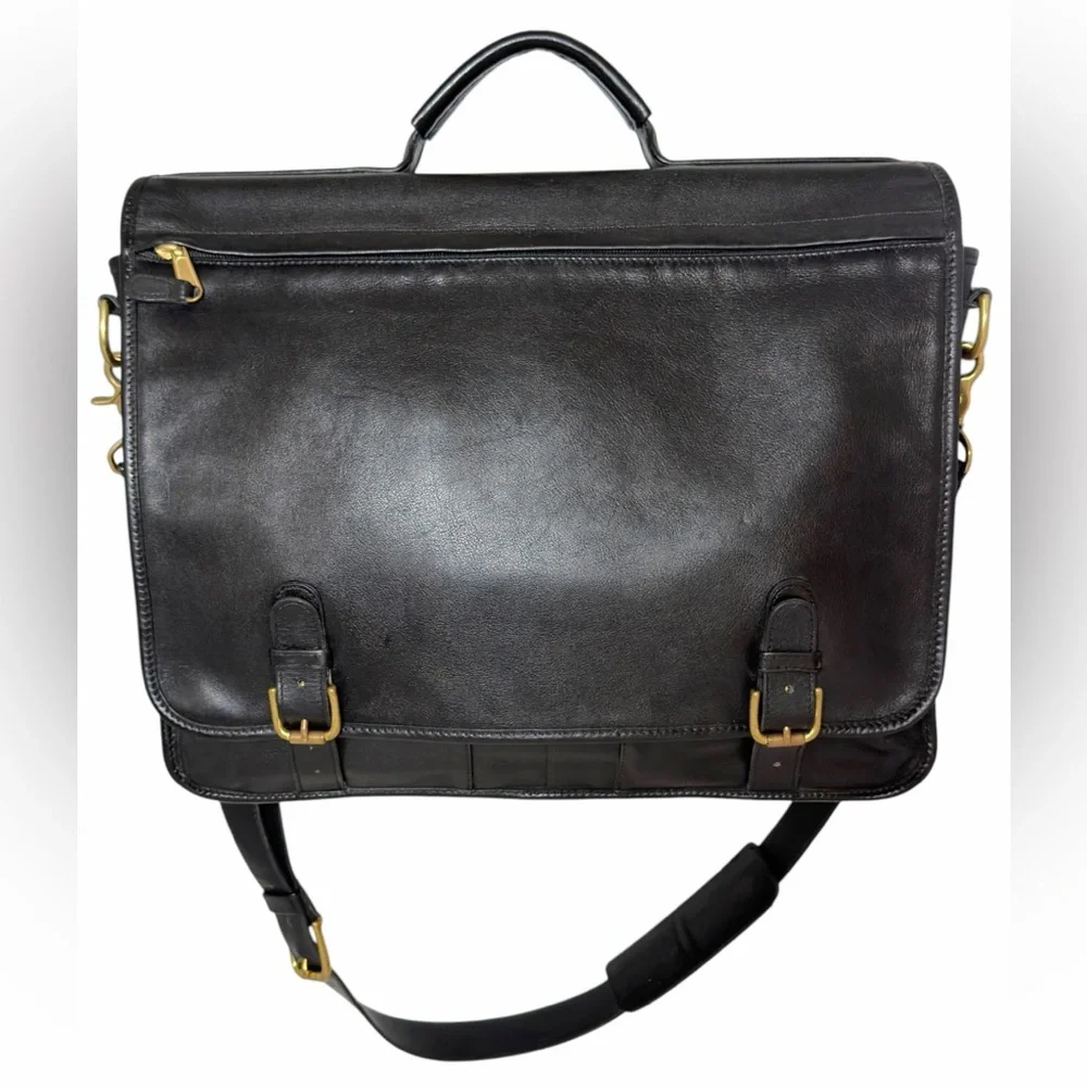 Coach Vintage Briefcase Bag 0514 Black Glove Tanned Leather Top Handle Crossbody